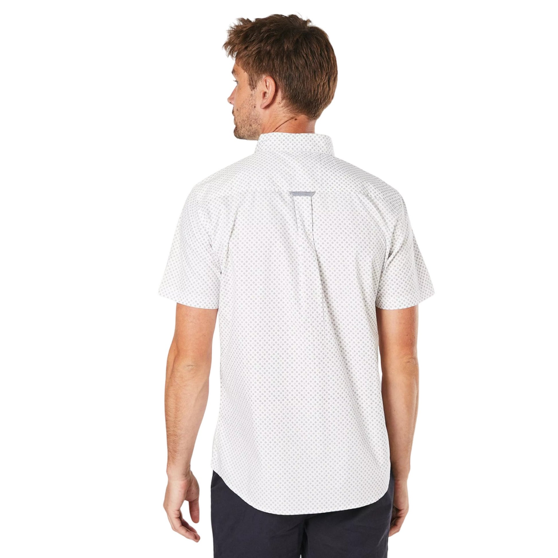 White - Back - Maine Mens Geo Sphere Short-Sleeved Shirt