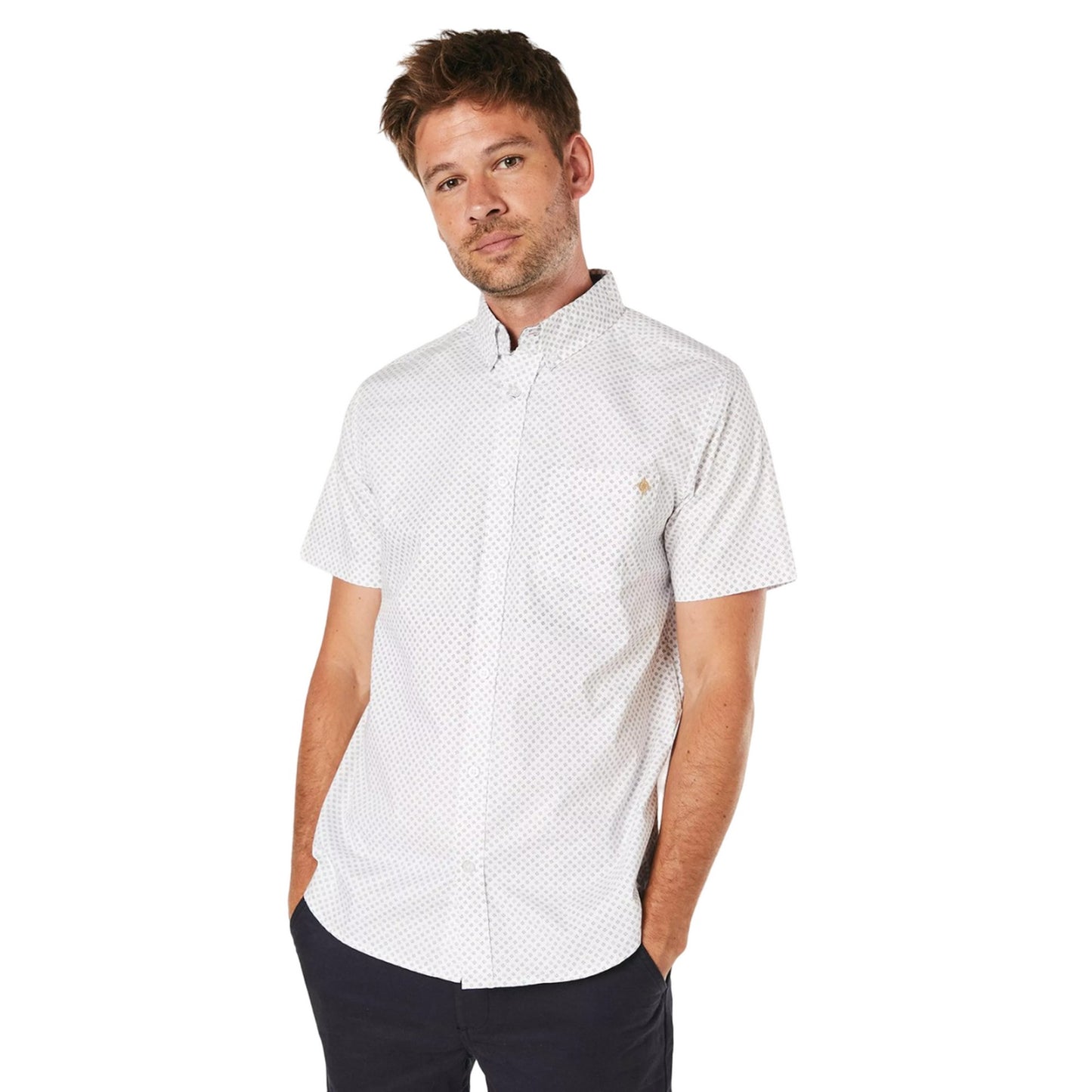 White - Front - Maine Mens Geo Sphere Short-Sleeved Shirt