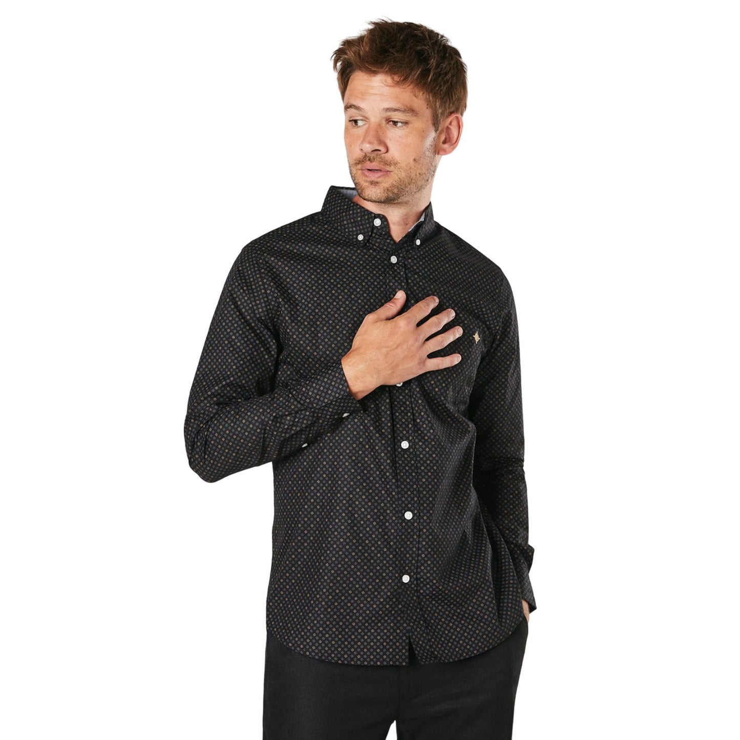 Black - Front - Maine Mens Geo Sphere Long-Sleeved Shirt