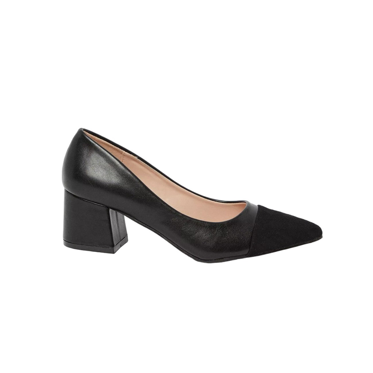 Black - Back - Principles Womens-Ladies Christie Pointed Block Heel Court Shoes