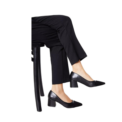 Black - Side - Principles Womens-Ladies Christie Pointed Block Heel Court Shoes
