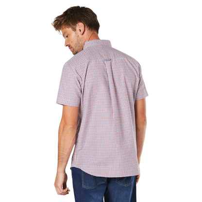 Red - Back - Maine Mens Wall Checked Short-Sleeved Shirt