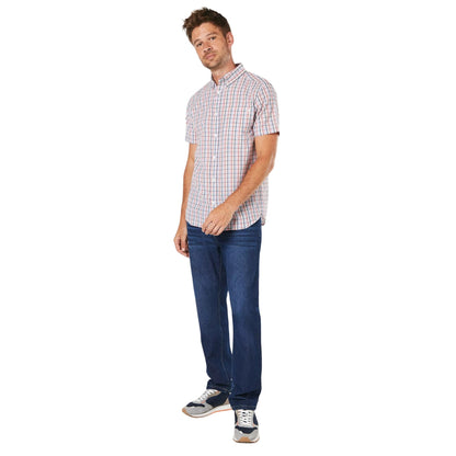 Red - Side - Maine Mens Grant Checked Short-Sleeved Shirt