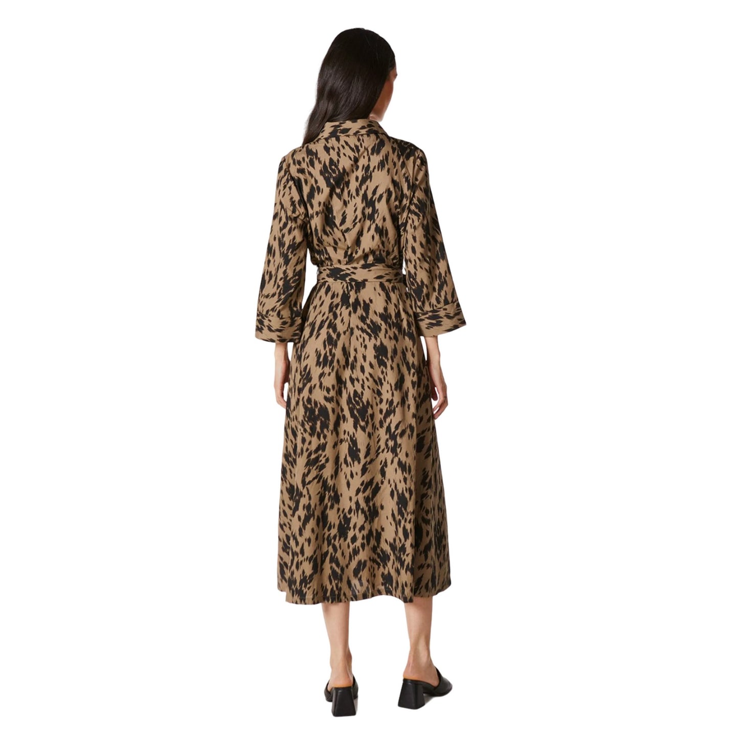 Khaki - Back - Principles Womens-Ladies Abstract Shirt Dress