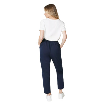 Navy - Back - Maine Womens-Ladies Elasticated Waist Slim Leg Trousers