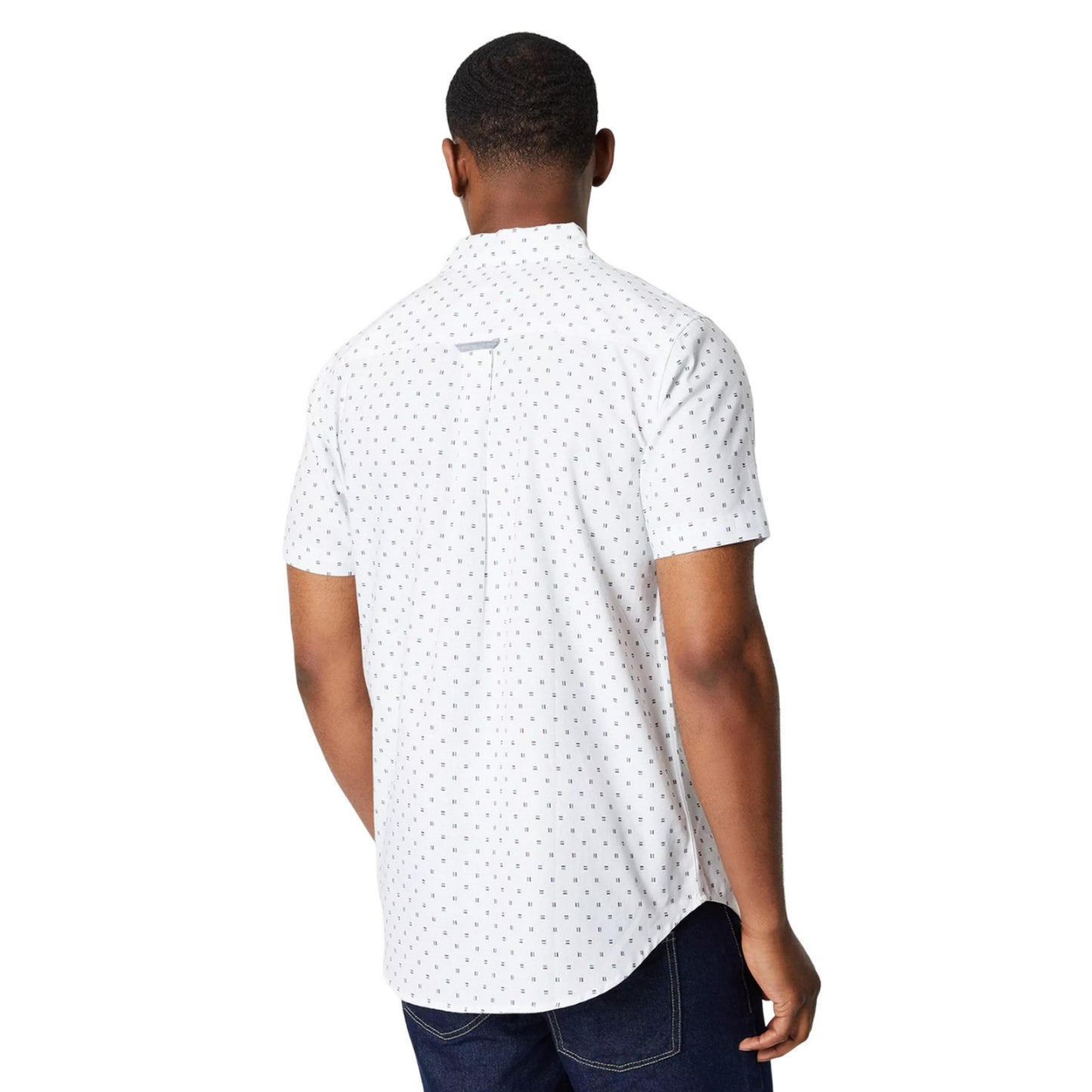 White - Back - Maine Mens Dash Print Short-Sleeved Shirt