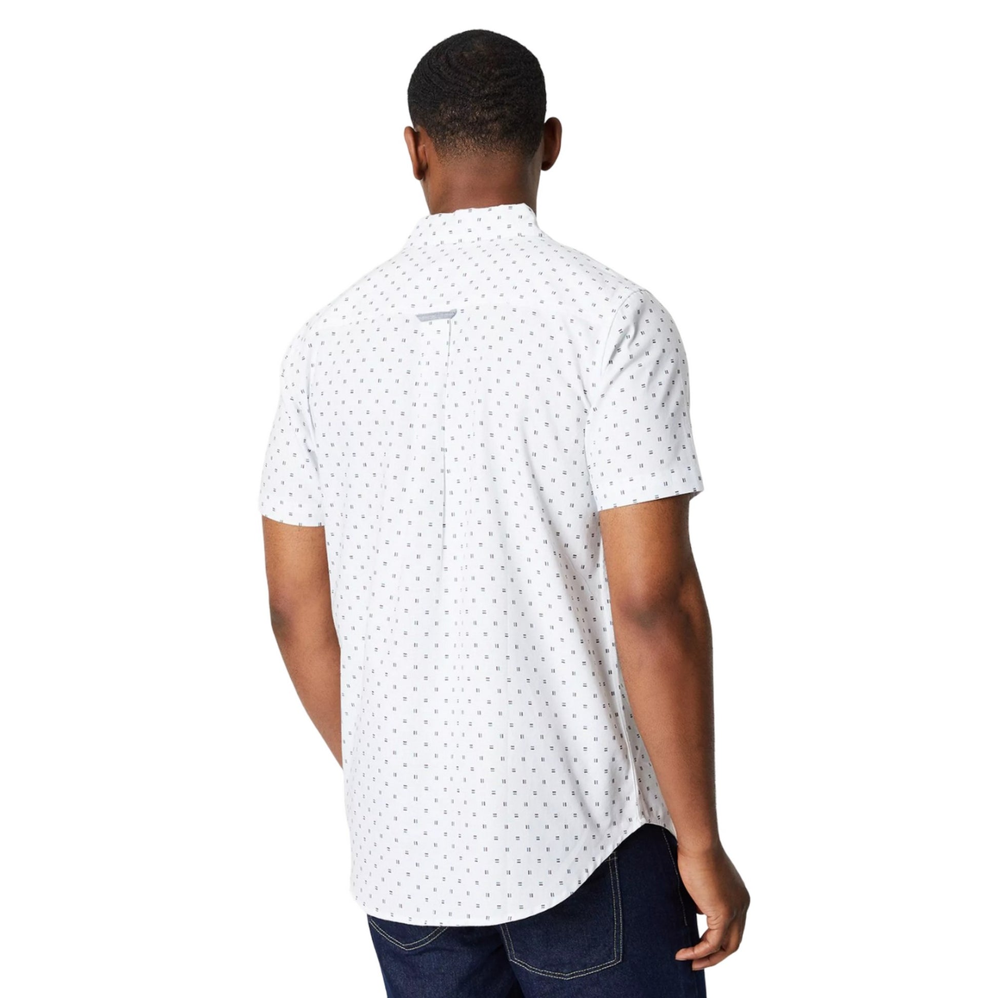 White - Back - Maine Mens Dash Print Short-Sleeved Shirt