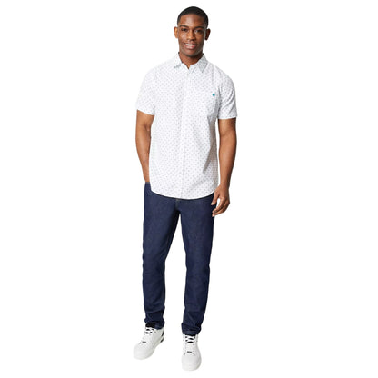 White - Side - Maine Mens Dash Print Short-Sleeved Shirt