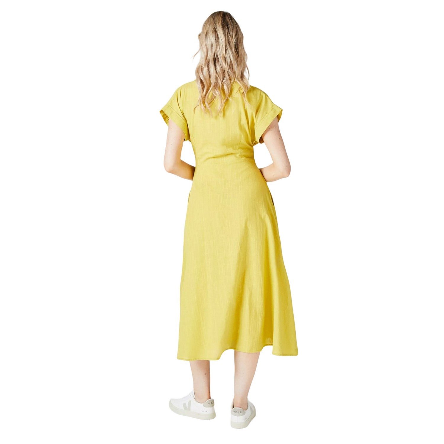 Chartreuse - Back - Principles Womens-Ladies Front Tie Midi Dress