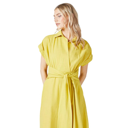 Chartreuse - Side - Principles Womens-Ladies Front Tie Midi Dress