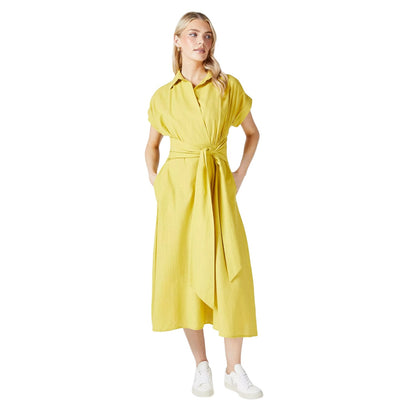 Chartreuse - Front - Principles Womens-Ladies Front Tie Midi Dress