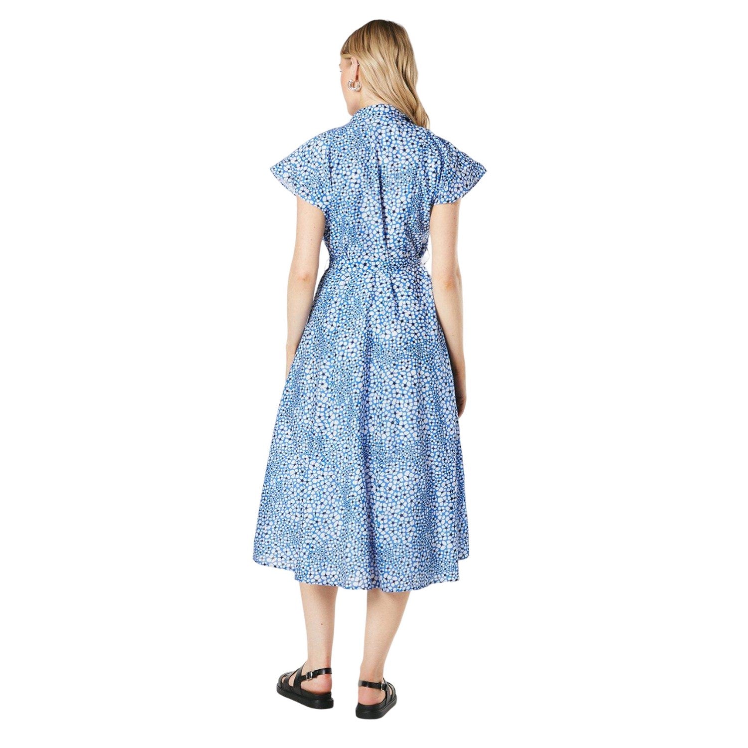 Navy - Back - Principles Womens-Ladies Printed Belt Shirt Dress