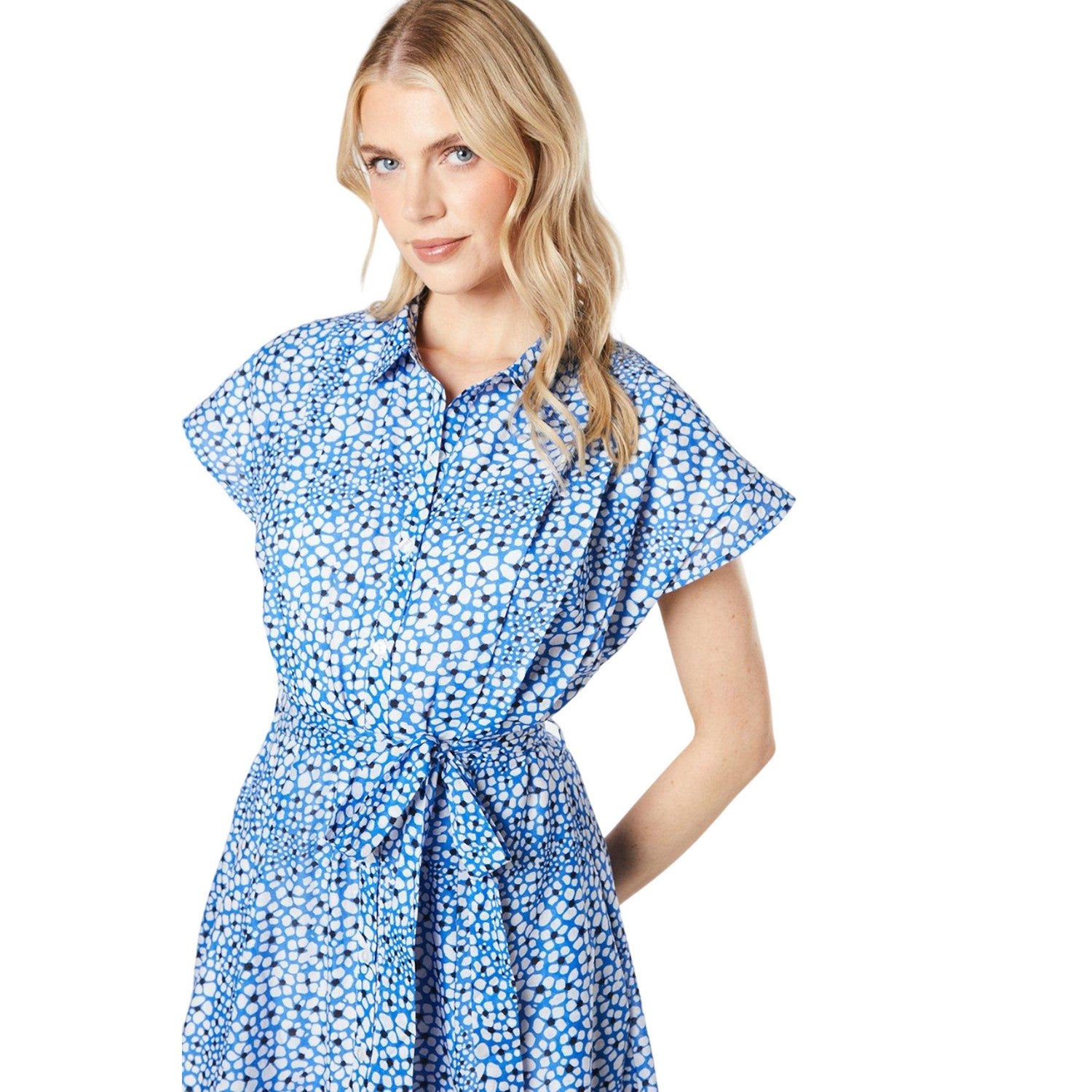 Navy - Side - Principles Womens-Ladies Printed Belt Shirt Dress