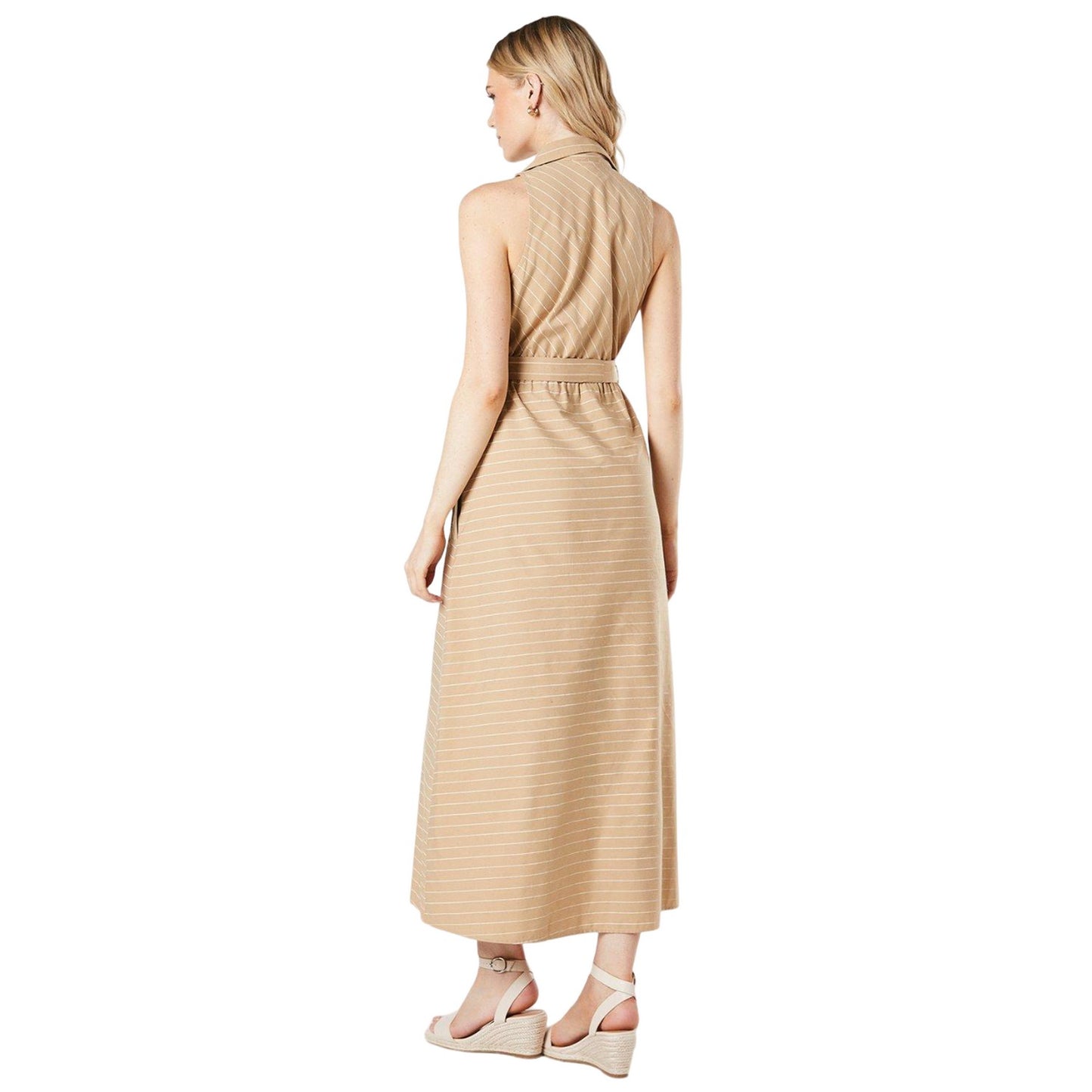 Neutral - Back - Principles Womens-Ladies Striped Halter Neck Sleeveless Midi Dress