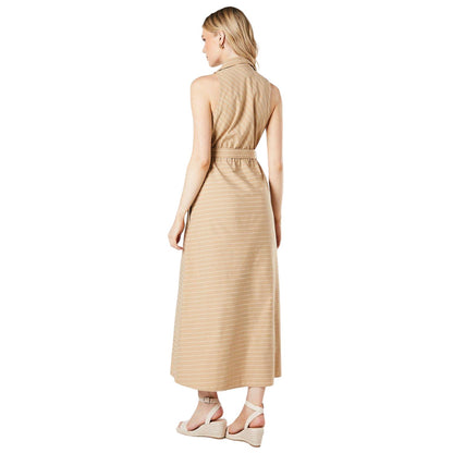 Neutral - Back - Principles Womens-Ladies Striped Halter Neck Sleeveless Midi Dress