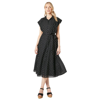 Black - Front - Principles Womens-Ladies Spotted Belt Shirt Dress