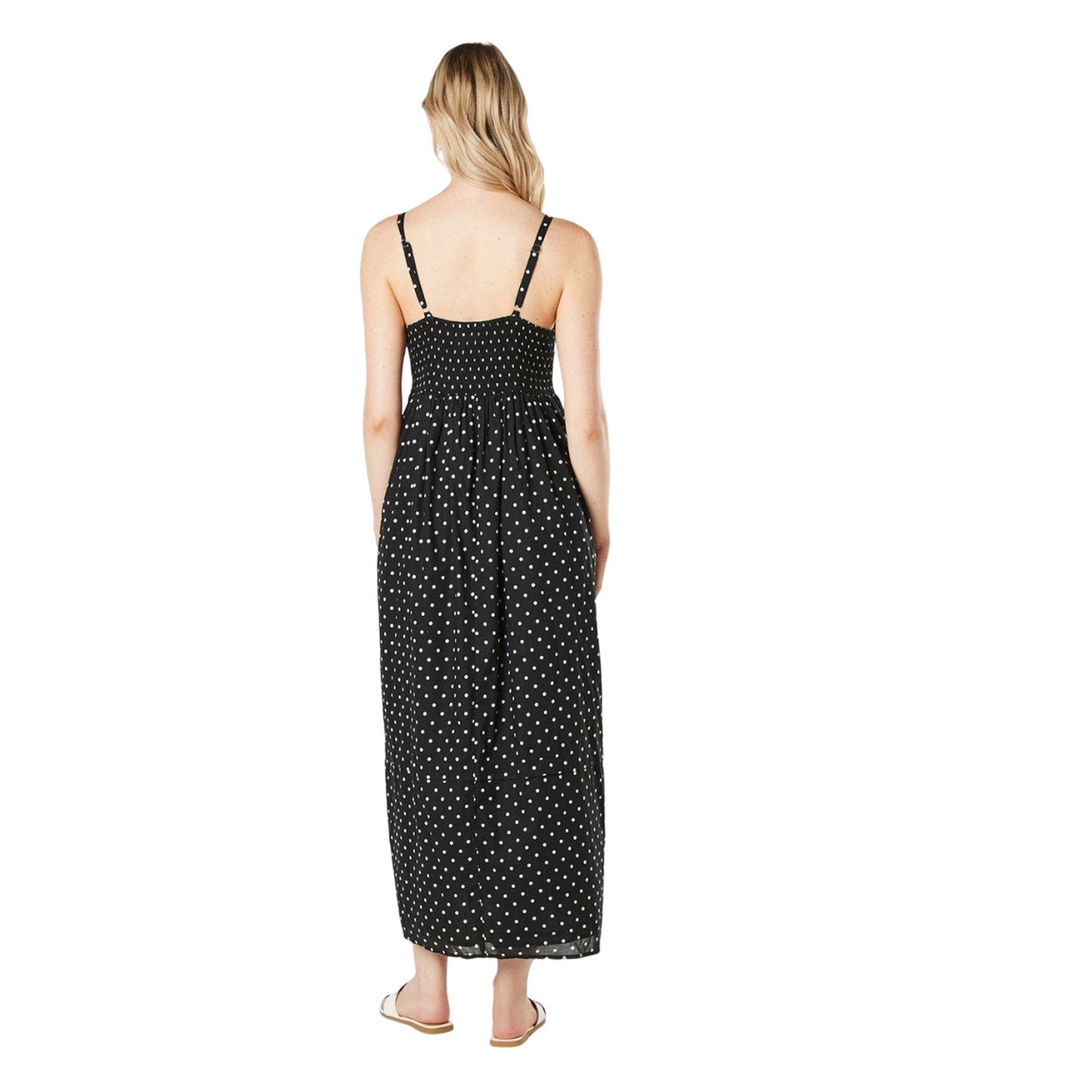 Black - Back - Principles Womens-Ladies Spotted Knotted Midi Dress