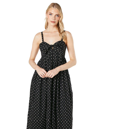 Black - Side - Principles Womens-Ladies Spotted Knotted Midi Dress