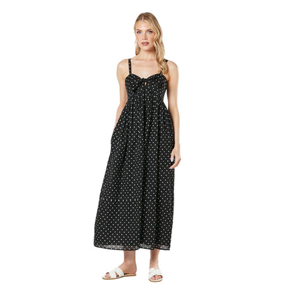 Black - Front - Principles Womens-Ladies Spotted Knotted Midi Dress