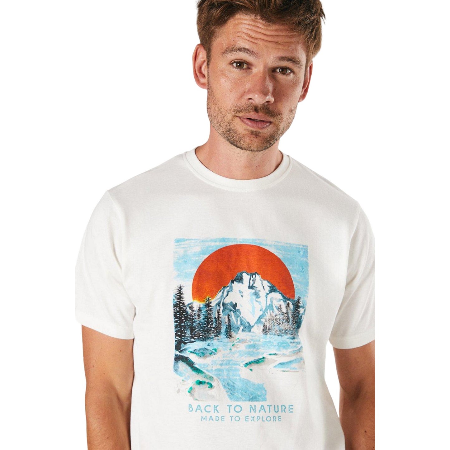 White - Side - Maine Mens Back To Nature Printed T-Shirt