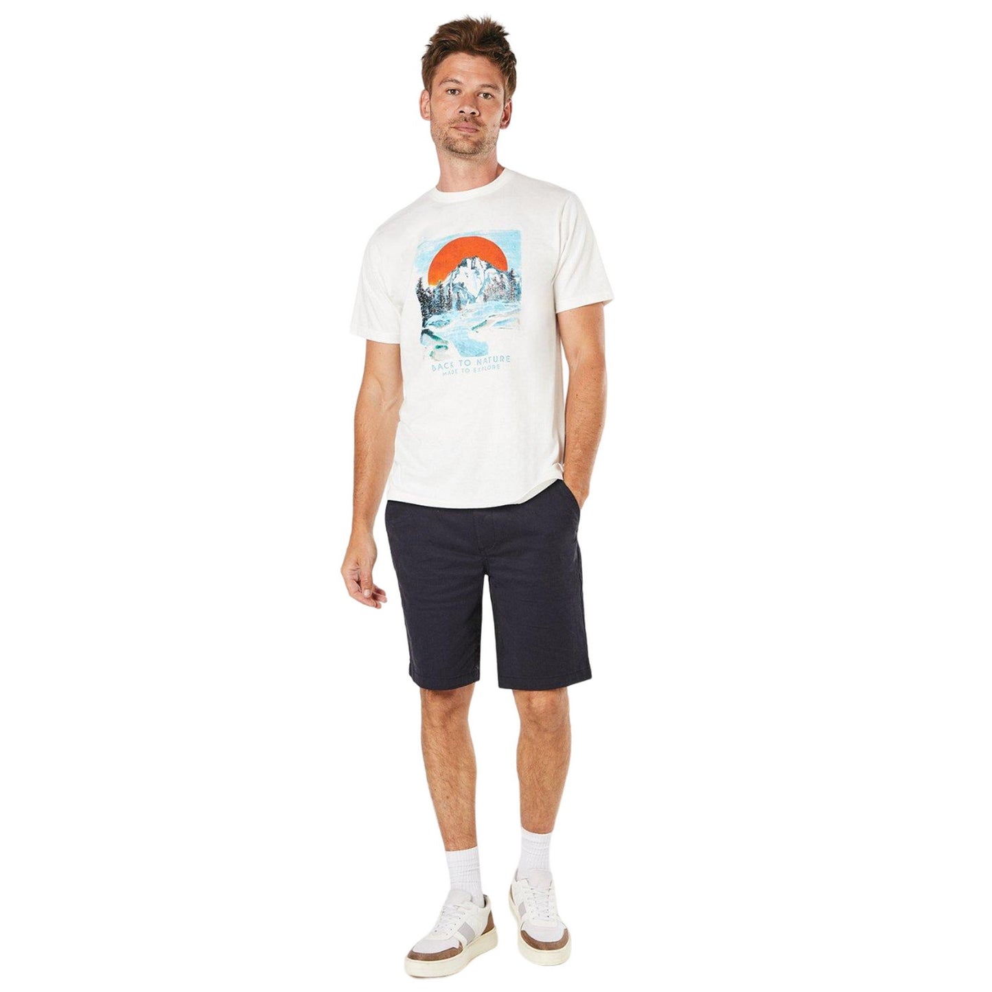 White - Lifestyle - Maine Mens Back To Nature Printed T-Shirt