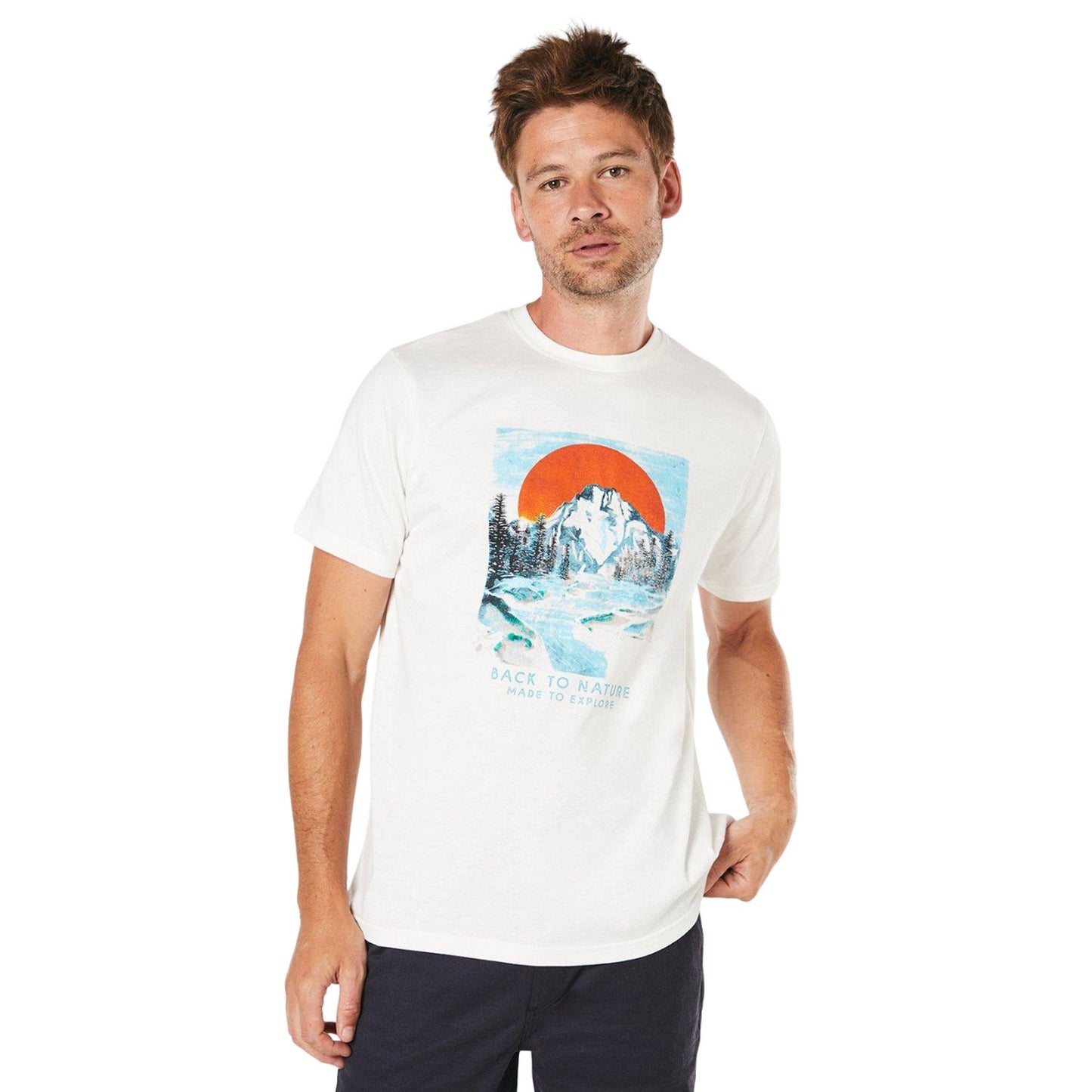 White - Front - Maine Mens Back To Nature Printed T-Shirt