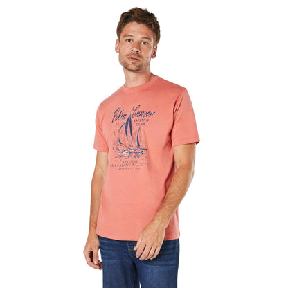Coral - Front - Maine Mens Palm Canyon Printed T-Shirt