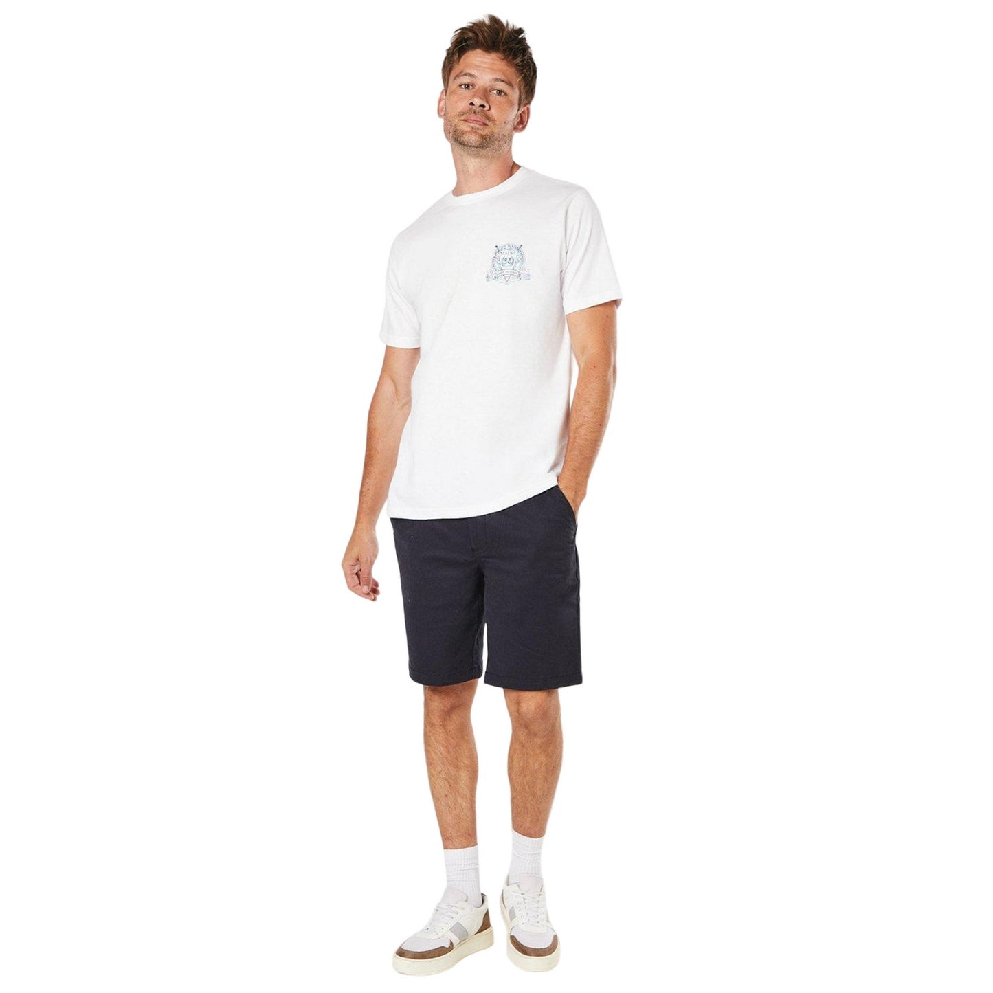 White - Side - Maine Mens Coast To Coast Chest Print T-Shirt
