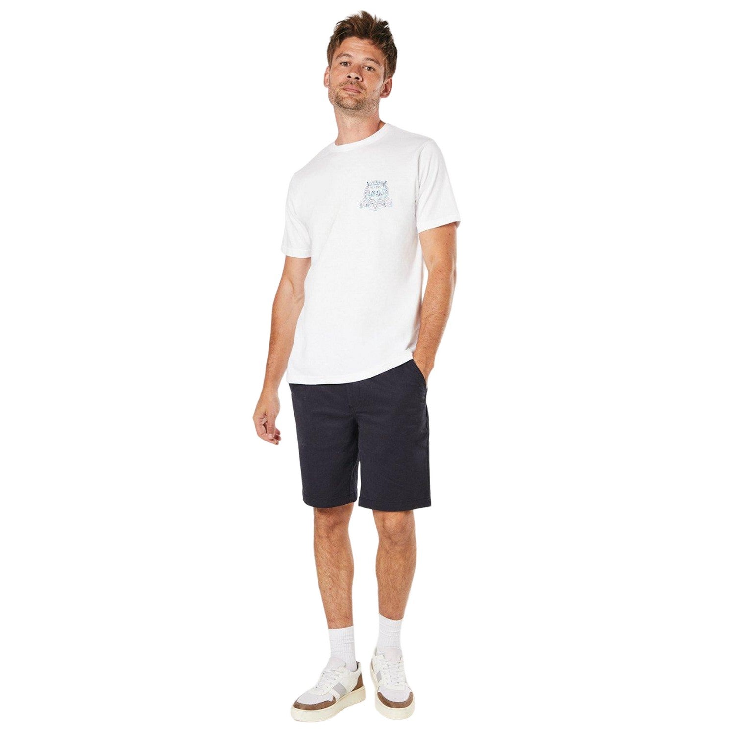 White - Side - Maine Mens Coast To Coast Chest Print T-Shirt