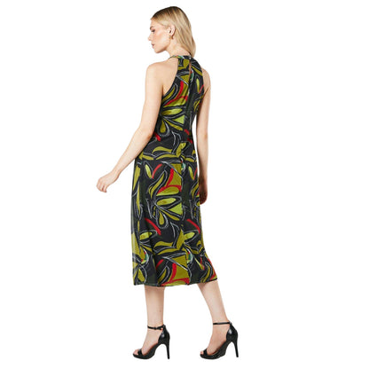 Multicoloured - Back - Principles Womens-Ladies Abstract Mesh Halter Neck Midi Dress
