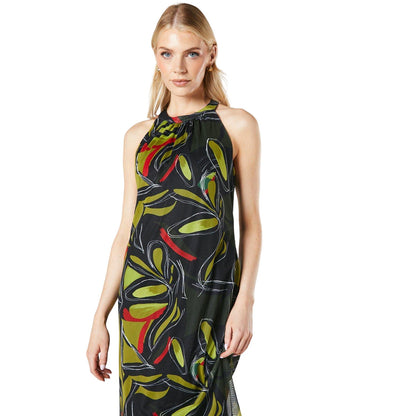 Multicoloured - Side - Principles Womens-Ladies Abstract Mesh Halter Neck Midi Dress