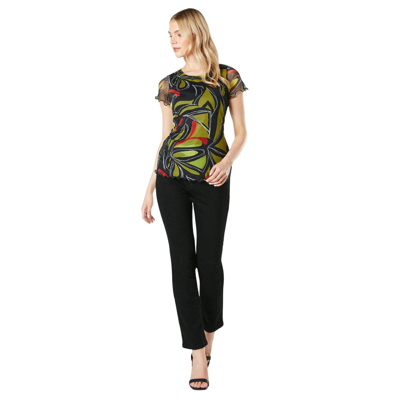 Multicoloured - Side - Principles Womens-Ladies Abstract Mesh T-Shirt