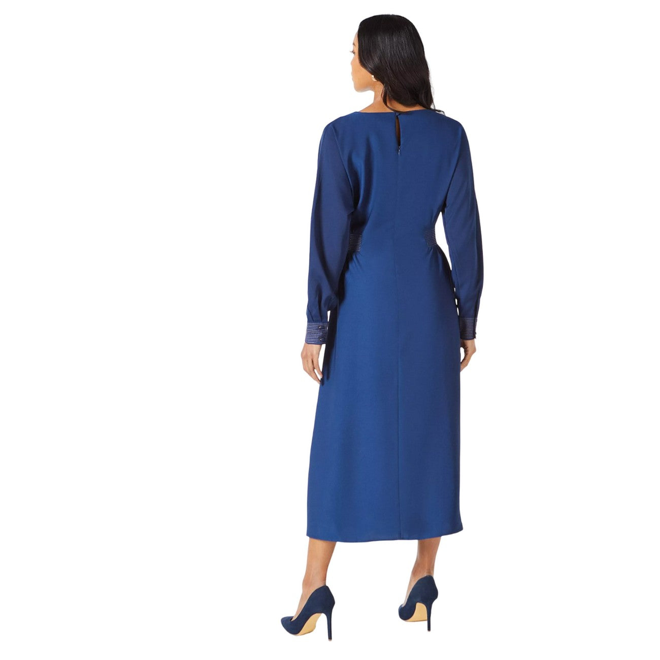 Navy - Back - Principles Womens-Ladies Contrast Detail Crepe Midi Dress