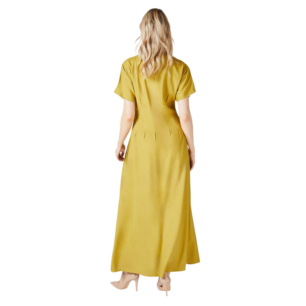 Olive - Back - Principles Womens-Ladies Pleated Shirt Dress