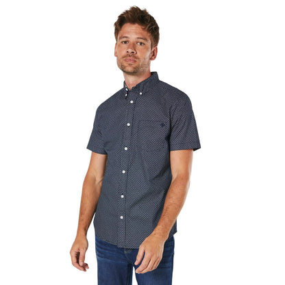 Black - Front - Maine Mens Geo Flower Print Short-Sleeved Shirt