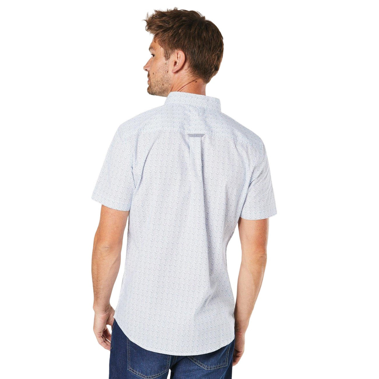 White - Back - Maine Mens Geo Dot Print Short-Sleeved Shirt