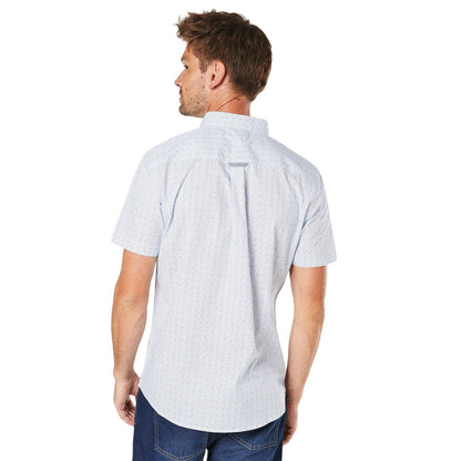 White - Back - Maine Mens Geo Dot Print Short-Sleeved Shirt