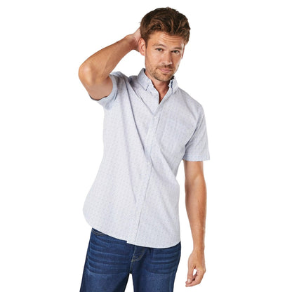 White - Front - Maine Mens Geo Dot Print Short-Sleeved Shirt