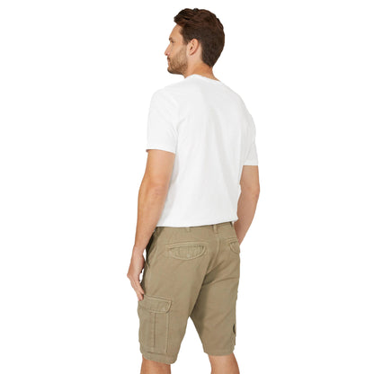 Khaki - Back - Mantaray Mens Garment Dyed Cargo Shorts