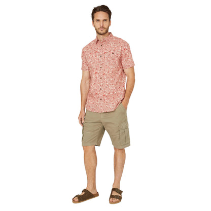 Khaki - Side - Mantaray Mens Garment Dyed Cargo Shorts