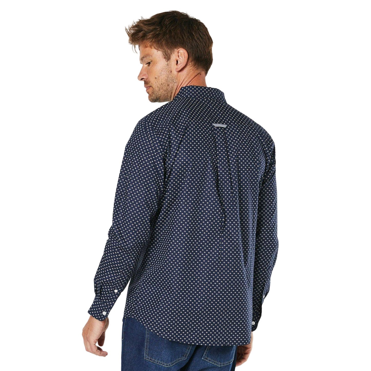 Black - Back - Maine Mens Geometric Long-Sleeved Shirt