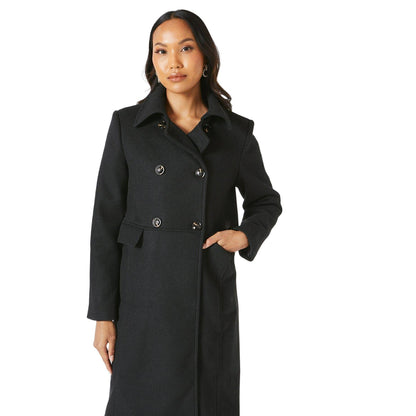 Black - Side - Principles Womens-Ladies Double-Breasted Dolly Coat