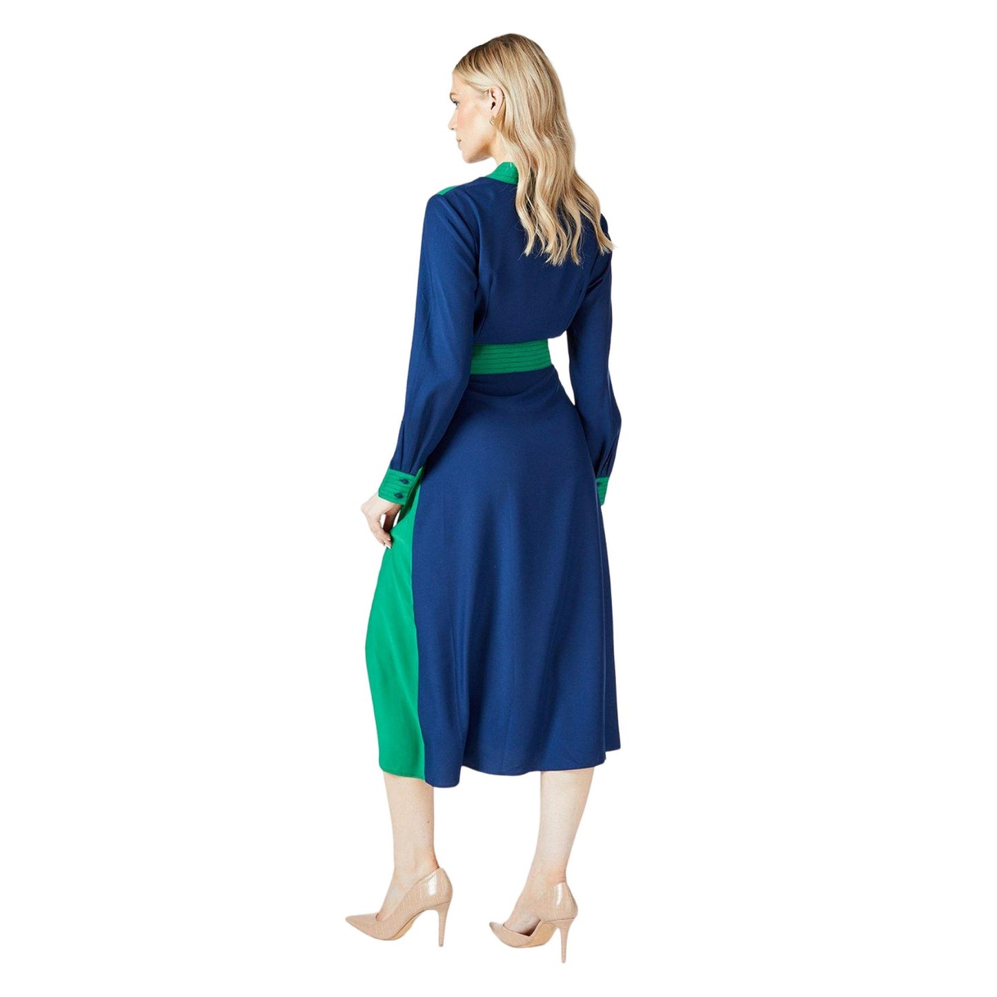 Navy - Back - Principles Womens-Ladies Contrast Detail Midi Dress