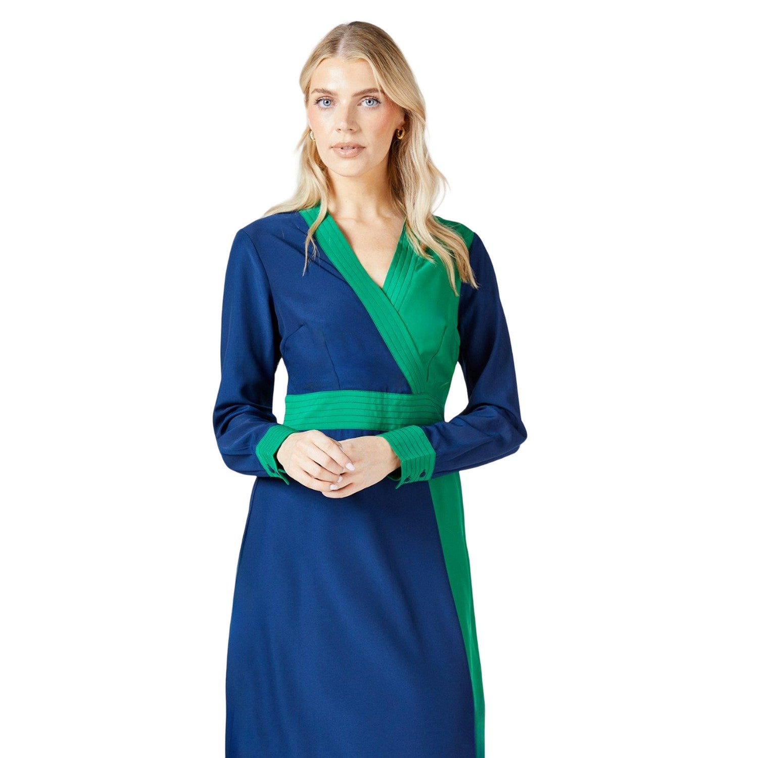 Navy - Side - Principles Womens-Ladies Contrast Detail Midi Dress