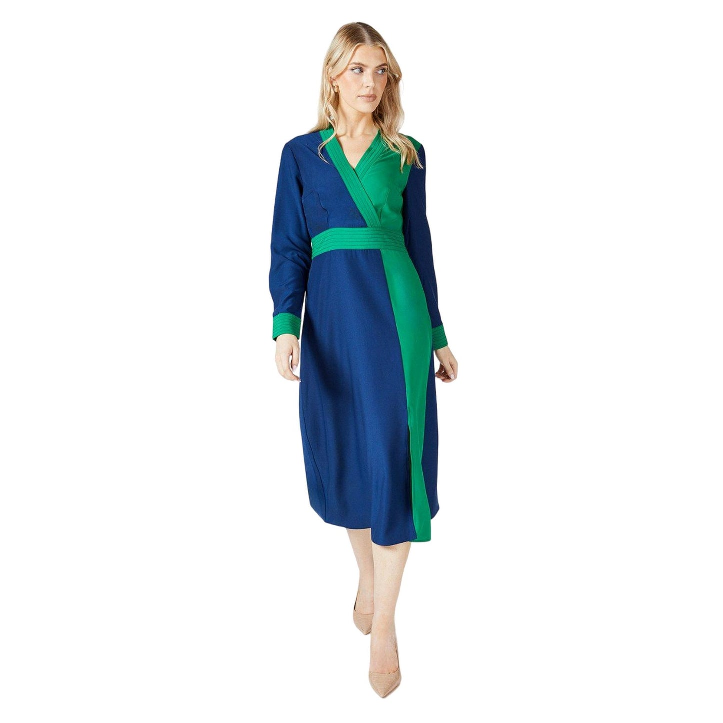 Navy - Front - Principles Womens-Ladies Contrast Detail Midi Dress