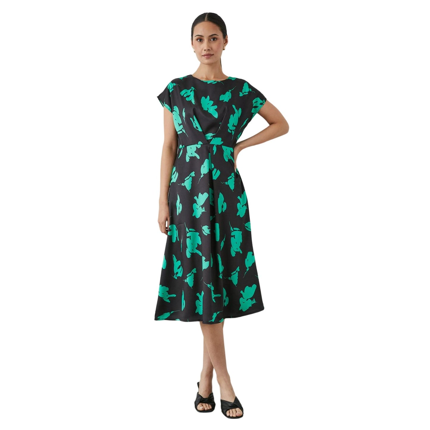 Green - Front - Principles Womens-Ladies Floral Satin Midi Dress