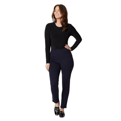 Navy - Front - Principles Womens-Ladies Ponte Detail Seams Trousers