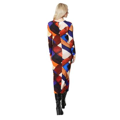 Multicoloured - Back - Principles Womens-Ladies Abstract Ruched Side Midi Dress