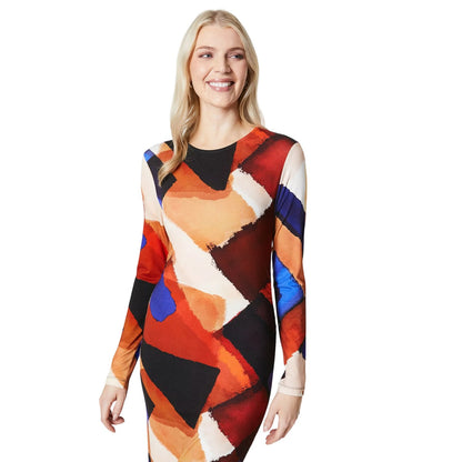 Multicoloured - Side - Principles Womens-Ladies Abstract Ruched Side Midi Dress