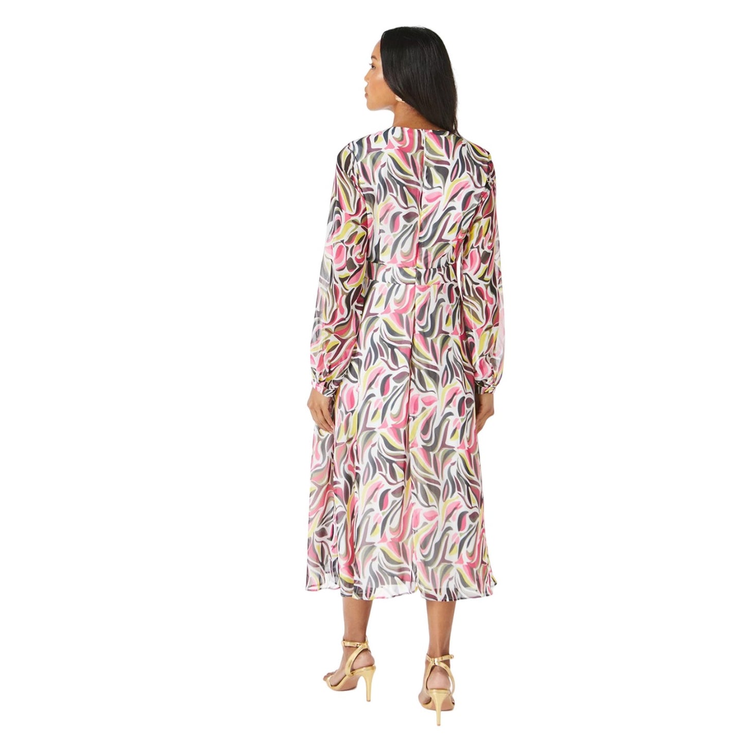 Cream - Back - Principles Womens-Ladies Abstract Midi Dress